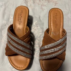Marella Tan Mules with Silver Detailing